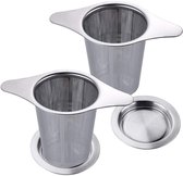 2 stuks - Theezeef - RVS Theefilter - Met Lekplaatje - Thee Filter Voor Losse Thee - Thee Infuser