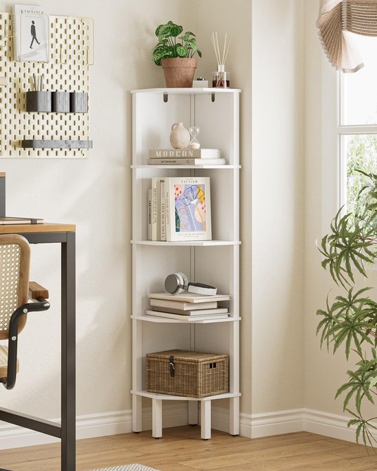 Hoekplank Met 5 Niveaus Voor De Muur, Houten Plank, Voor Keuken Slaapkamer Woonkamer Studeerkamer Kantoor Vintage Donkerbruin Lbc20bx