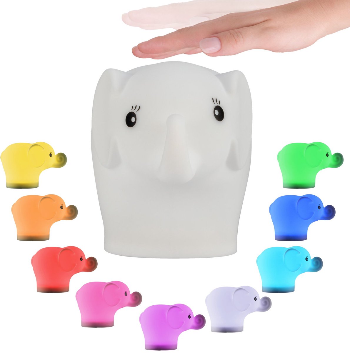 Nachtlamp Accu Elephant 165x115 mm RGBW+ Wit Silicon