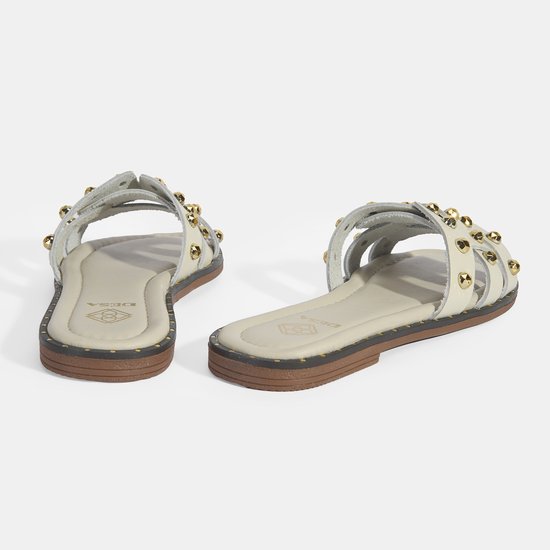 DESA Pantoufles Cuir Blanc Femme Astuce de chaussure: ouvert Taille: 38 EU