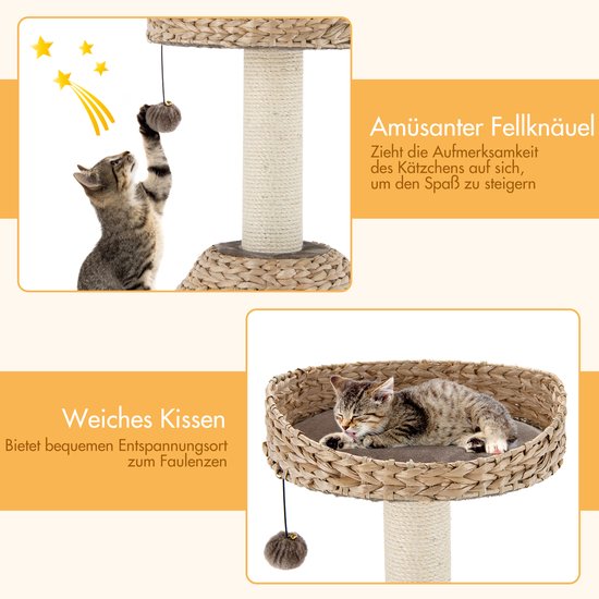 COSTWAY Kattenboom Met Hol, Diameter 48 X 70,5 Cm, Kattenkrabpaal Van Hout Klein Kattenmand Kattenmeubel Kattenhuis Klimboom Buiszuigerpluis 1010888084