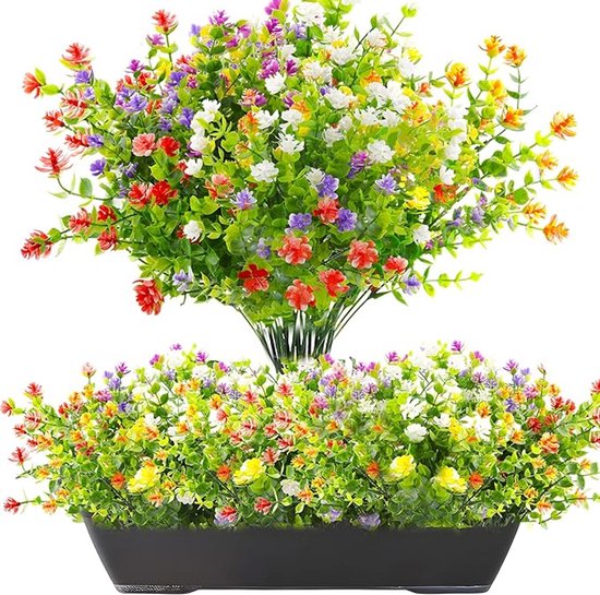 Kunstplanten Kunstbloemen - UV-bestendige Kunstbloemen voor Buiten Bakken | Kunstplanten en Buitenplanten voor Balkonbak, Tuin, Decoratie Binnen en Outdoor (6 stuks)