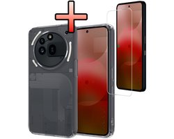 Hoesje - Met Screenprotector - Geschikt voor Nothing Phone (3a) Pro - Sterk & Shockproof - Siliconen Case - Back Cover - Telefoon Hoes - Shock Proof - Transparant
