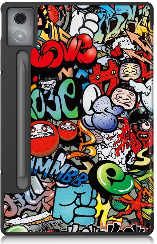 Coverup Tablethoes geschikt voor Lenovo Idea Tab Pro Hoesje - Tri-Fold Book Case met Wake/Sleep - Graffiti