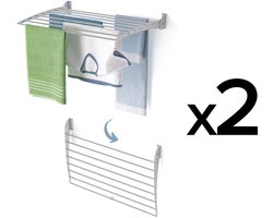 2x Foxydry Fold 82 cm DOWN - wasdroogrek wandmontage clicksysteem - neerwaartse sluiting - 82 x 50 x 10 cm