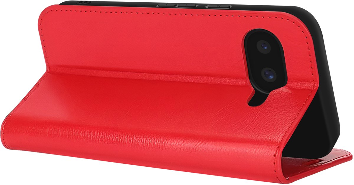 Avizar Leren hoesje Geschikt voor Google Pixel 9a Portemonnee en videohouder, Rood
