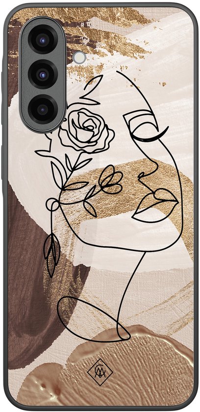 Coque Casimoda® - Compatible avec Samsung Galaxy A36 - Motif abstrait marron - Coque arrière en TPU Zwart - Motif géométrique - Marron/beige