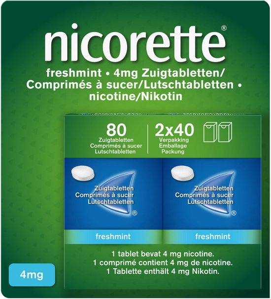 Nicorette Zuigtabletten Freshmint – 4 mg – 80 stuks – Stoppen met Roken