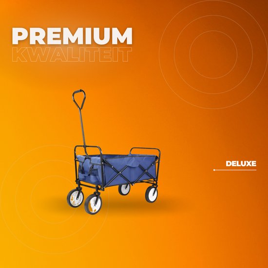 Bolderkar - Blauw - Strandwagen - Opvouwbaar tuinwagen - Met duwstang - Voor buitengebruik - 115 kg capaciteit - All terrain van Merkloos — afbeelding 3
