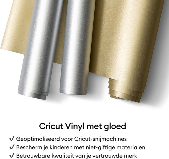 Twee rollen glinsterend zilveren en gouden vinyl, één rol deels uitgerold.