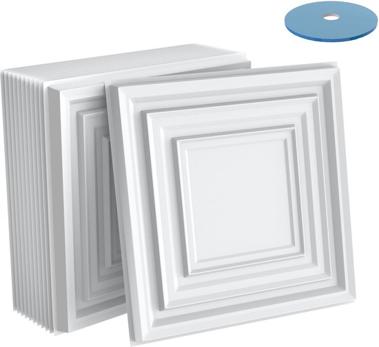 Panelen van polystyreen, 50x50cm plafondpanelen, wandpanelen, decors, plafonds - wandbekleding, 2-3 mm dik Puur piepschuim XPS (25m², 0831 Panelen van polystyreen, 50x50cm plafondpanelen, wandpanelen, decors, plafonds - wandbekleding, 2-3 mm dik Puur piepschuim XPS (25m², 0831