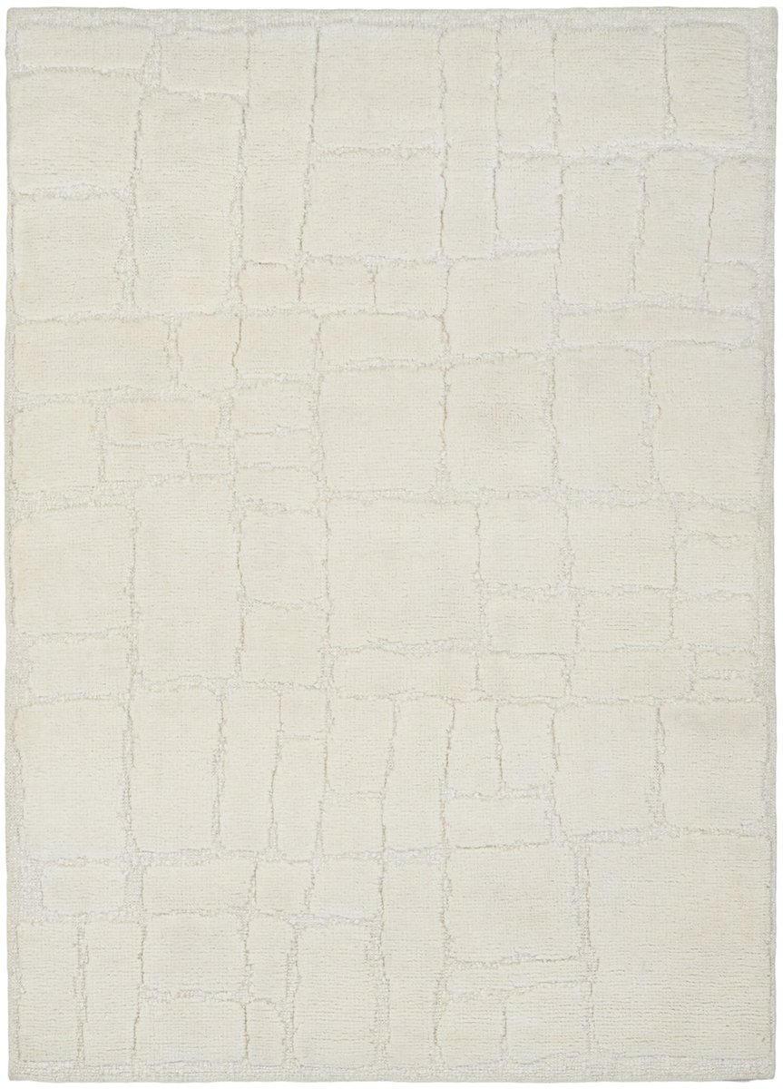 Nourison Blanco Ivory BLO02 Vloerkleed - 259 x 351 cm - Ivoor,Wit - Rechthoekig - Wol - Eetkamer, Woonkamer, Slaapkamer - Geometrisch, Effen - Scandinavisch, Boho, Modern