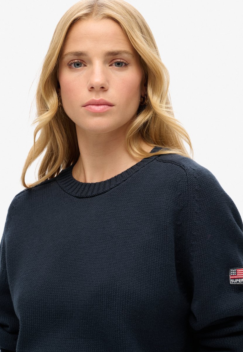 Superdry Slouchy Gebreide Crew Trui Dames Sweaters Blauw