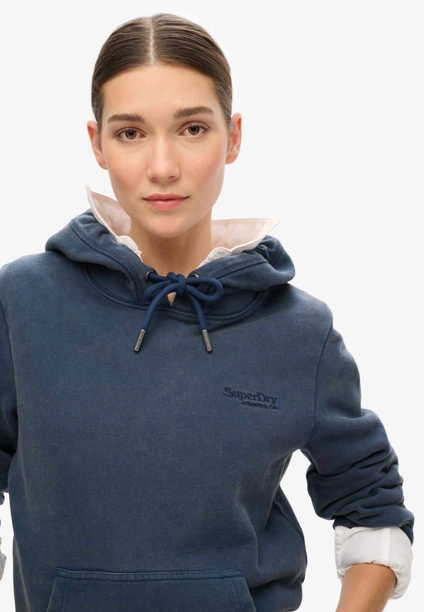 Superdry Essential hoodie met logo en halfgeborstelde voering Dames Hoodies Marineblauw
