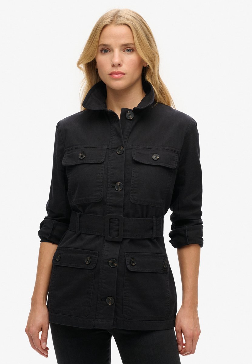 Superdry Katoenen safari-jas met riem Dames Buitenjassen Zwart