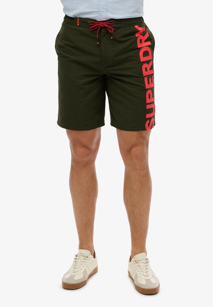 Superdry Klassieke boardshort met logo 48 cm Heren Zwembroeken Groen
