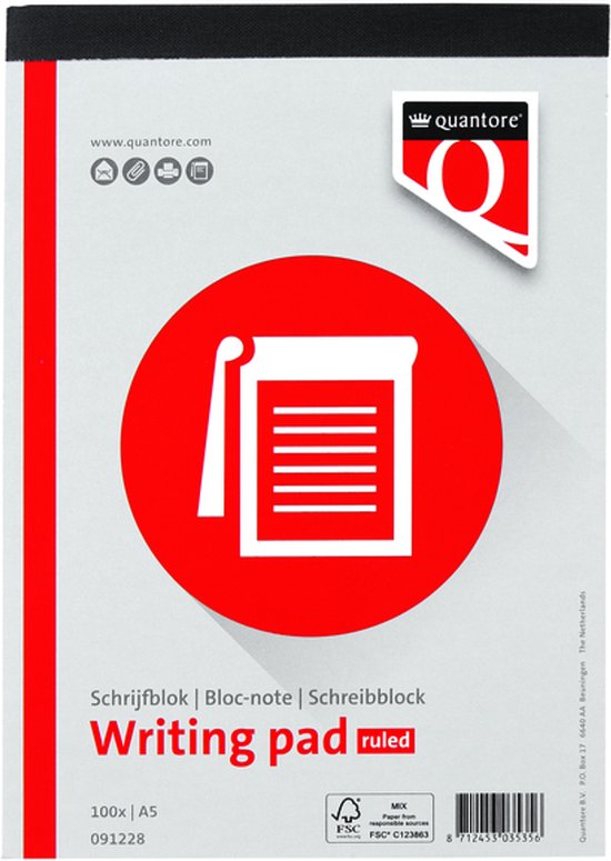 Foto: Quantore schrijfblok a5 1 stuk