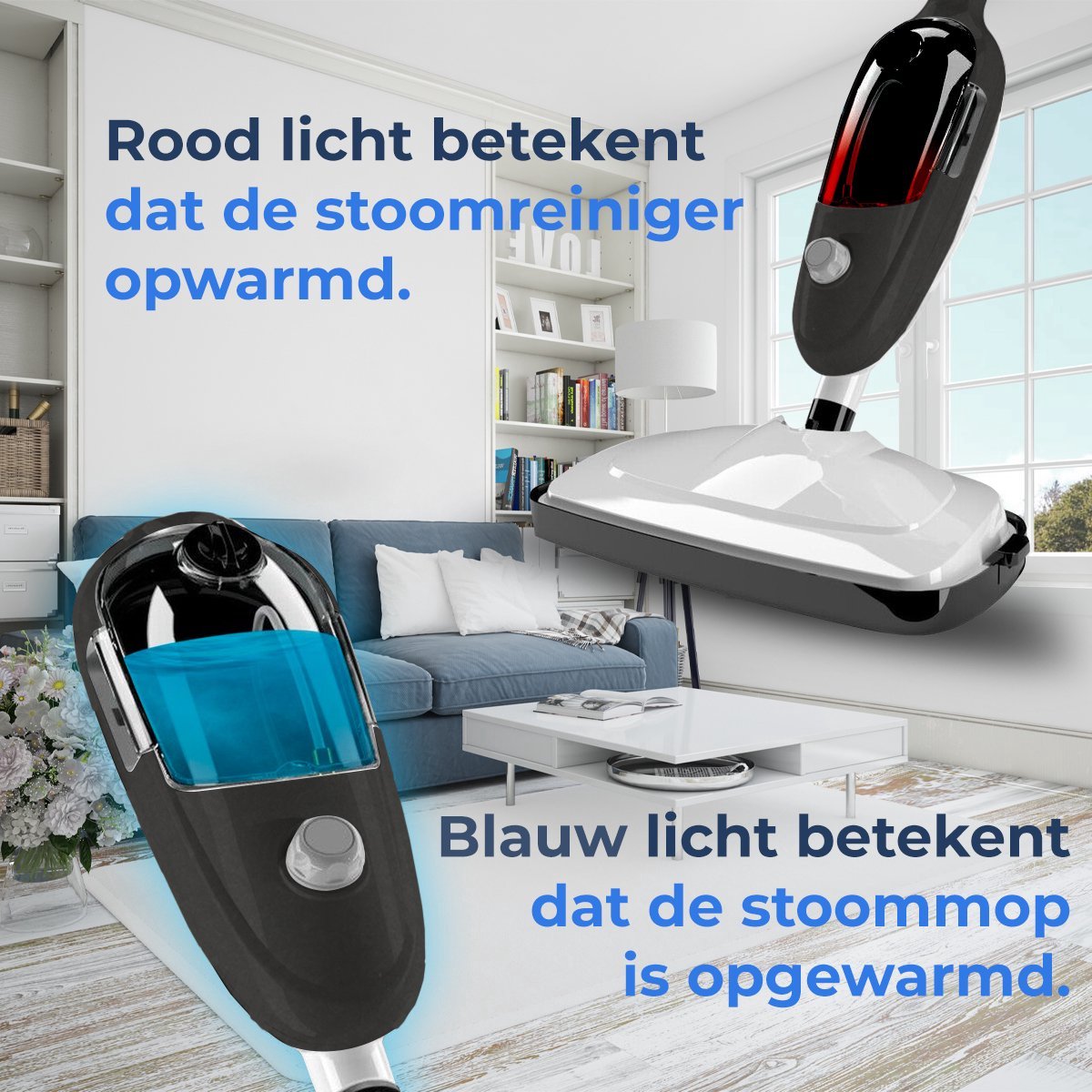 Stoomreiniger 2 in 1 - Handstomer - Vlekkenreiniger - Met 8 Opzetstukken en 4 Microvezeldoeken - Bank, Vloer, Badkamer en Tapijt Reinigen - Zwart thumbnail 5