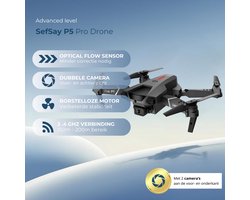 SefSay P5 Pro Drone – Drone met dubbele HD camera – Obstakel Ontwijking – 2 batterijen en een opbergtas – Geschikt voor kinderen en volwassenen