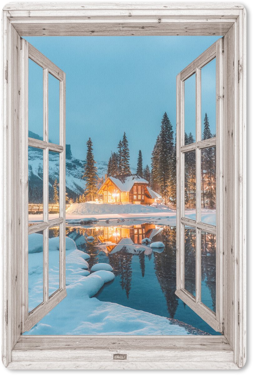 Muismat 18x27 cm - Mousepad Doorkijk - Winterlandschap - Natuur - Huis - Bergen - Muismatten