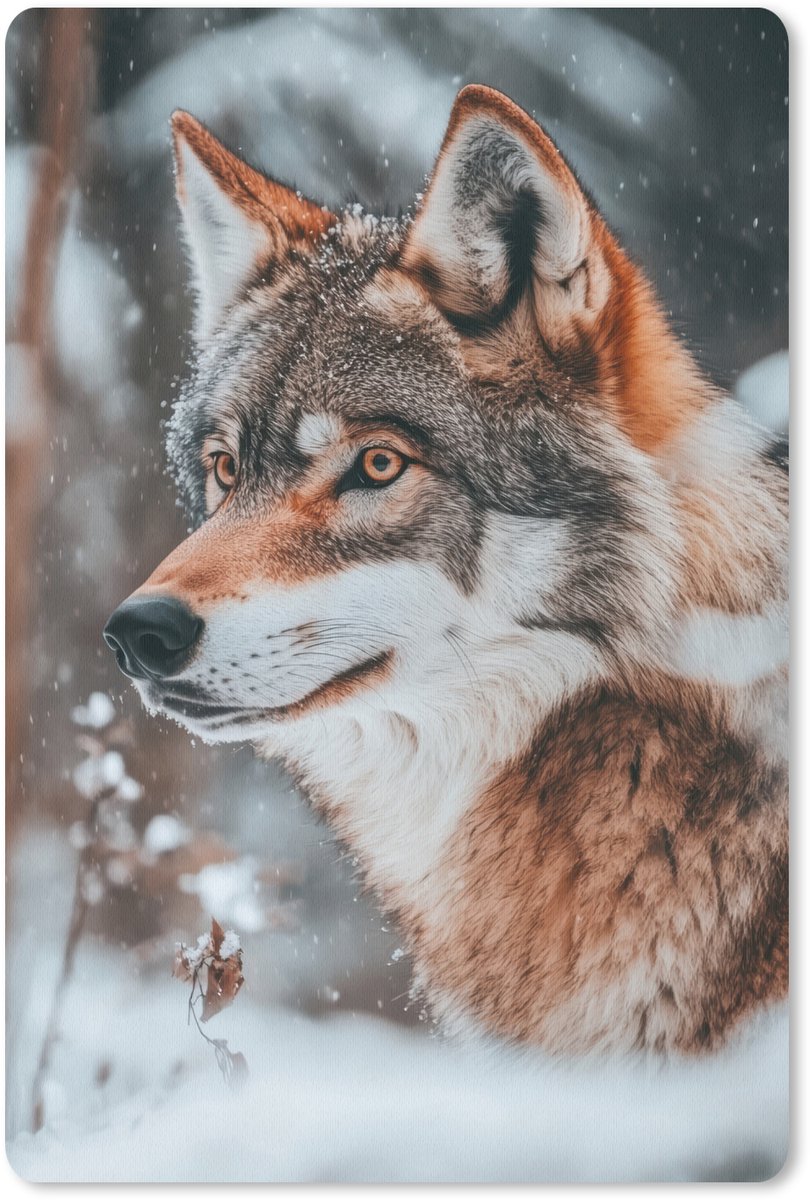 Muismat 18x27 cm - Mousepad Wolf - Sneeuw - Winter - Dieren - Natuur - Sneeuw - Muismatten