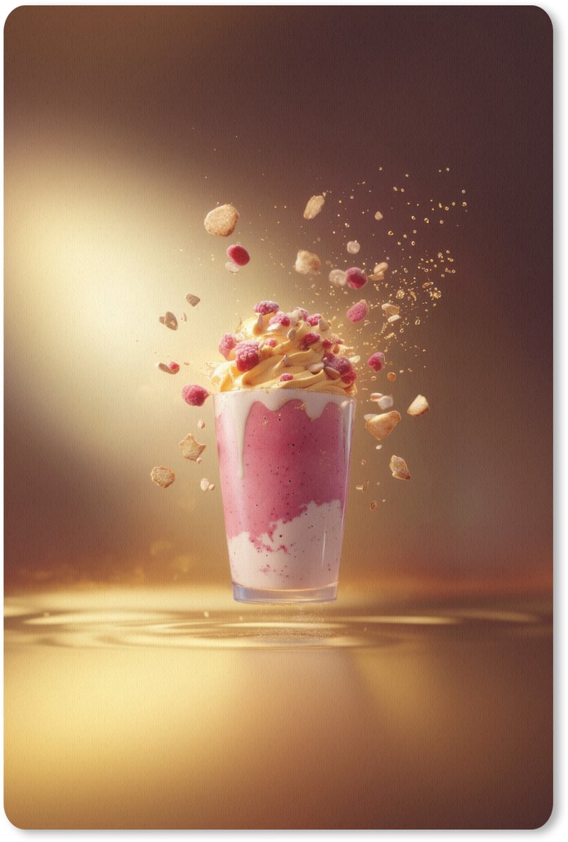 Muismat 18x27 cm - Mousepad Framboos - Smoothie - Drinken - Roze - Muismatten