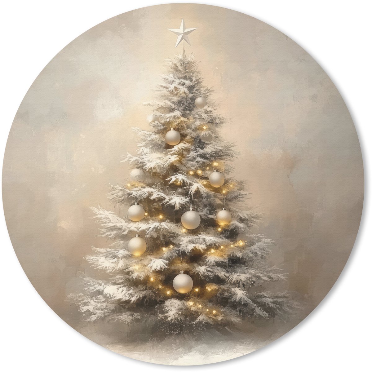 Muismat rond 30x30 cm - Mousepad Kerst - kerstboom - Sneeuw - Art - Ronde muismatten