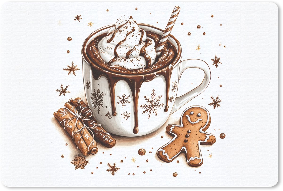 Muismat 27x18 cm - Mousepad Chocomel - Decoratie - Koek - Winter - Kerst - Muismatten