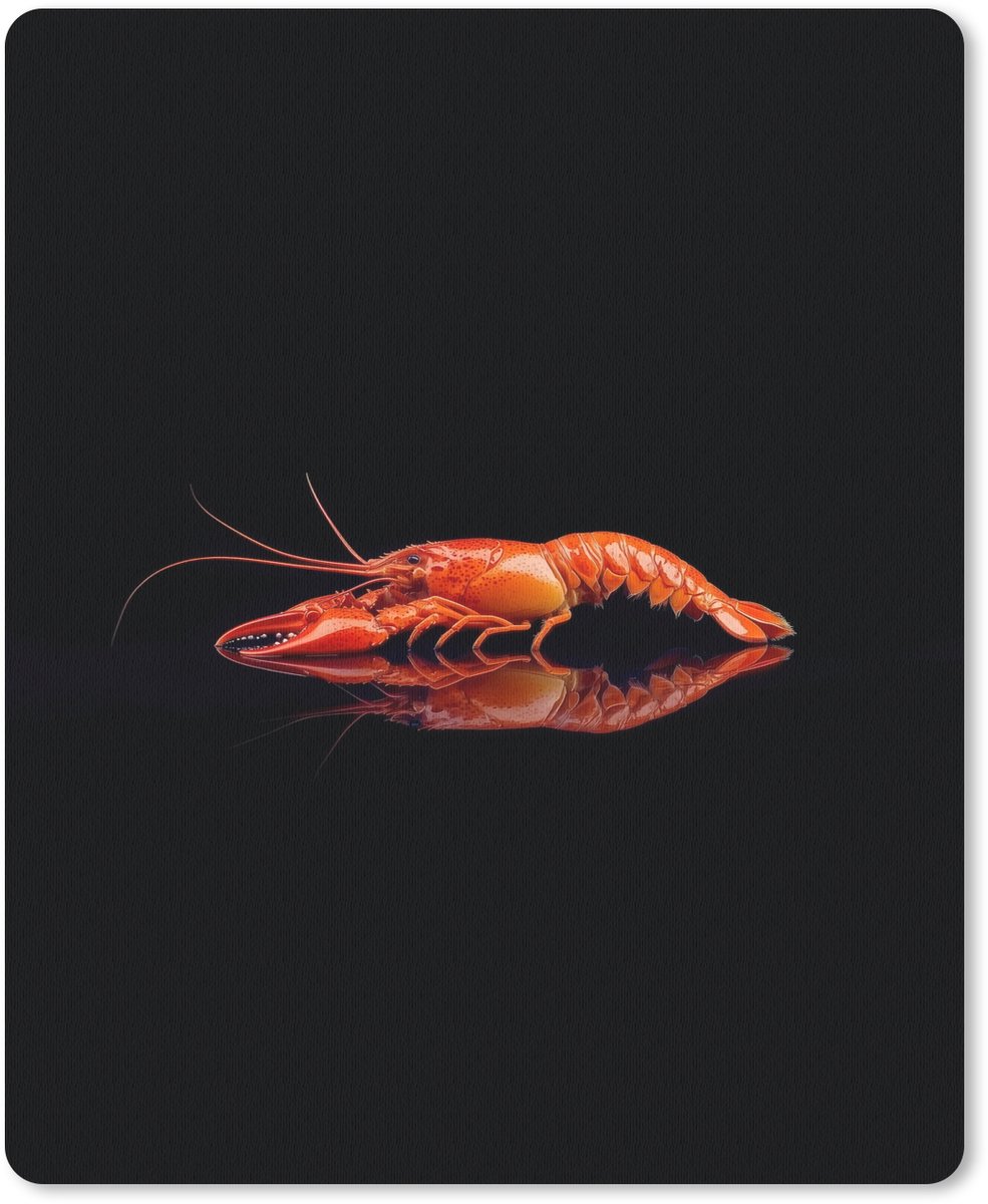 Muismat 19x23 cm - Mousepad Kreeft - Oranje - Zwart - Opvallend - Muismatten