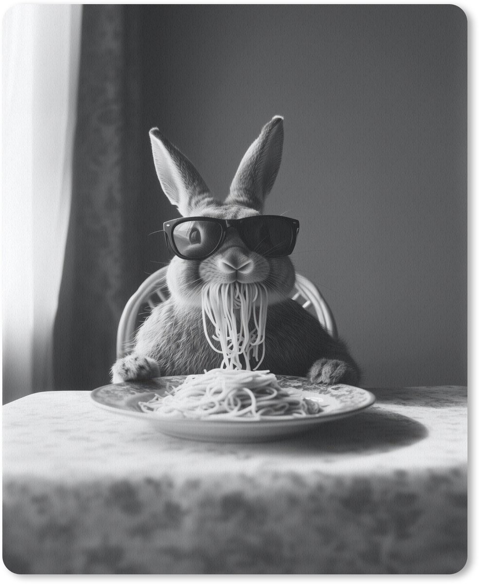 Muismat 19x23 cm - Mousepad Konijn - Bunny - Zonnebril - Tafelkleed - Pasta - Schattig - Muismatten