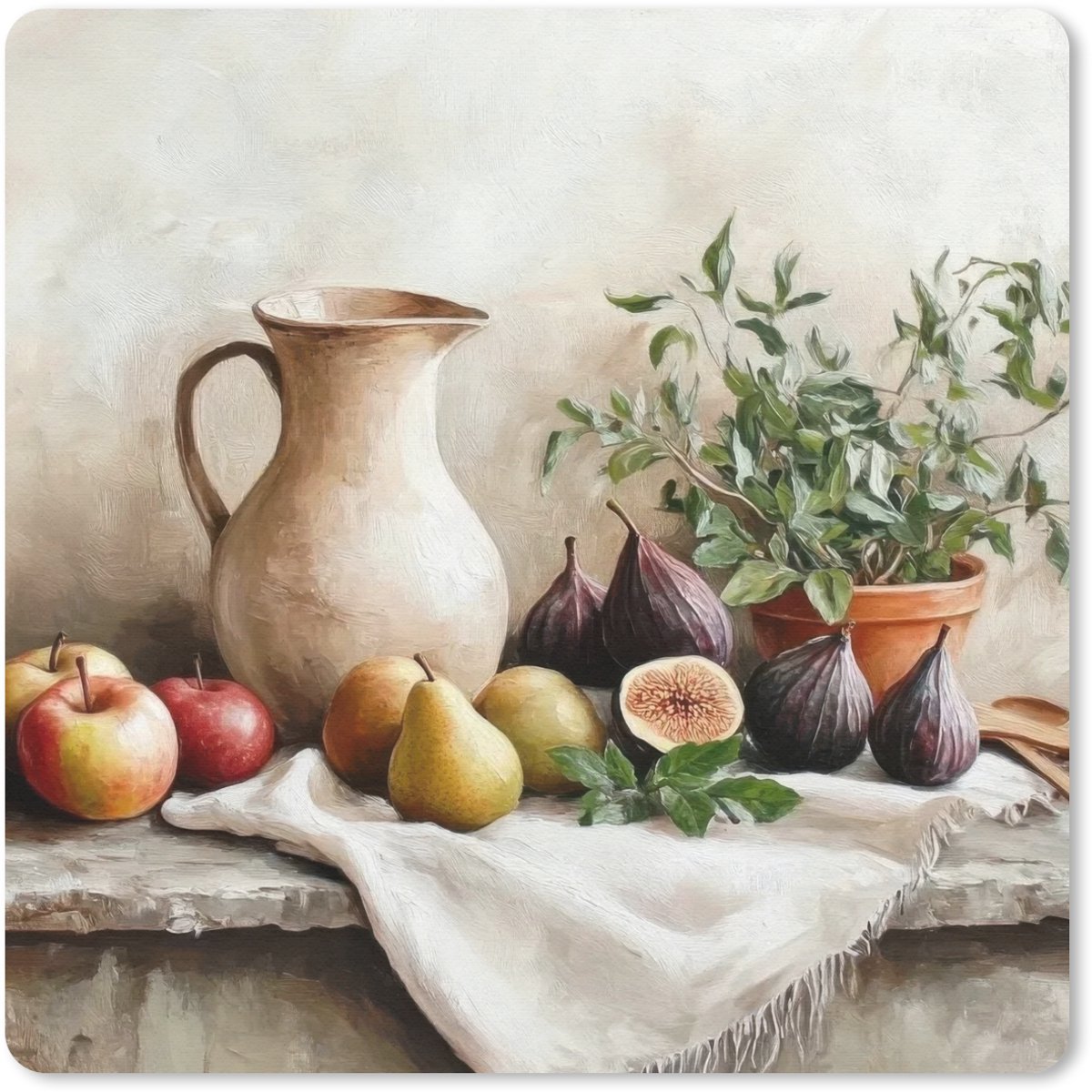 Muismat 20x20 cm - Mousepad Fruit - Kruiden - Landelijk - Muismatten