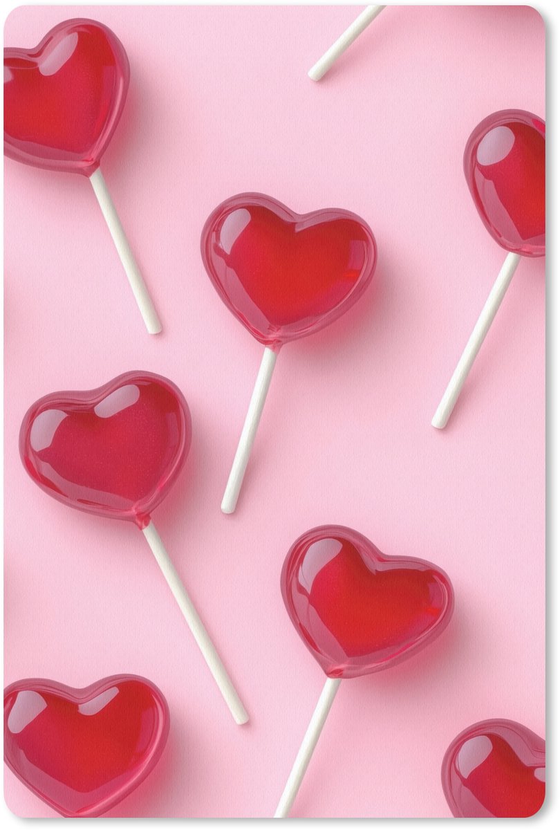 Muismat 18x27 cm - Mousepad Lollies - Hartjes - Roze - Muismatten