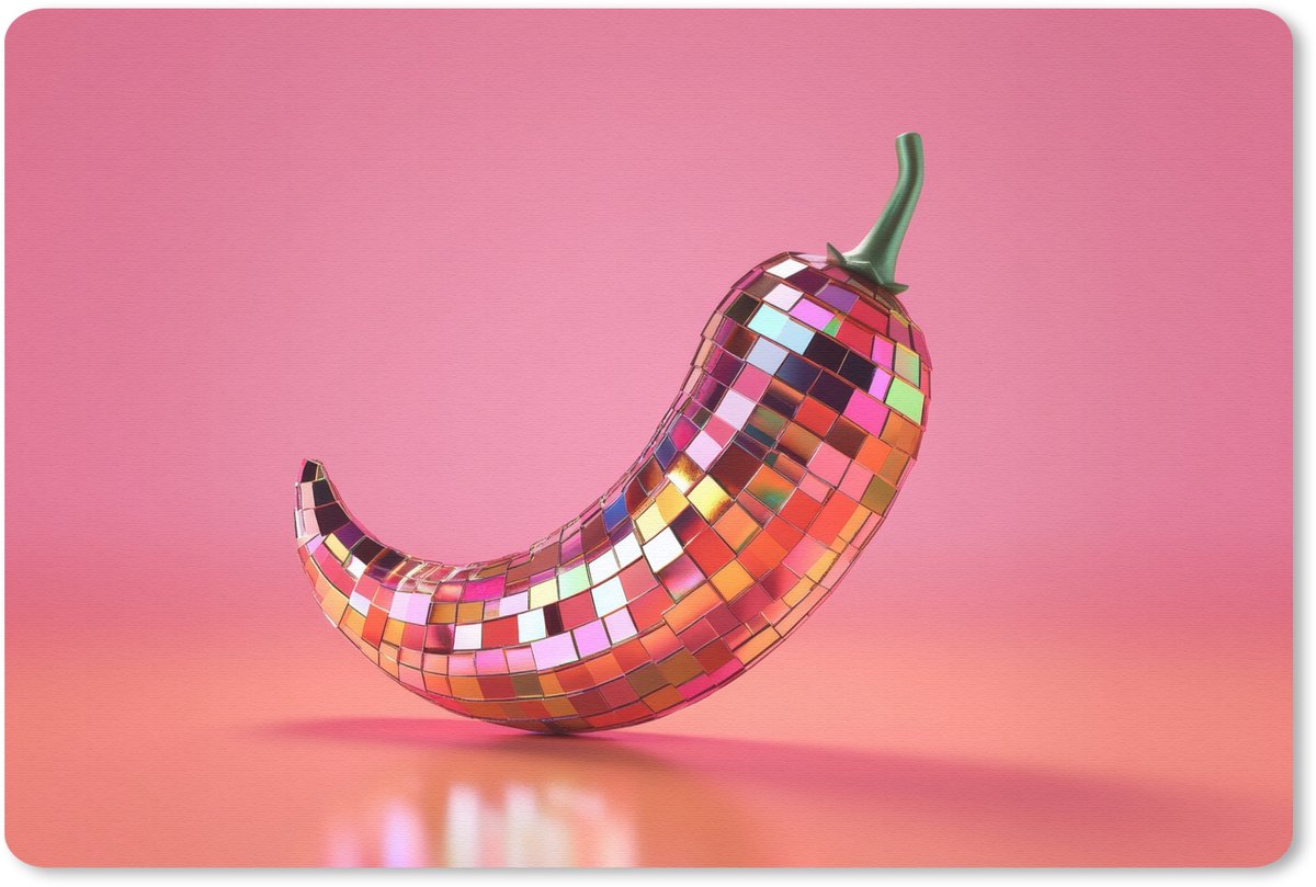 Muismat 27x18 cm - Mousepad Peper - Disco - Rood - Glitter - Muismatten