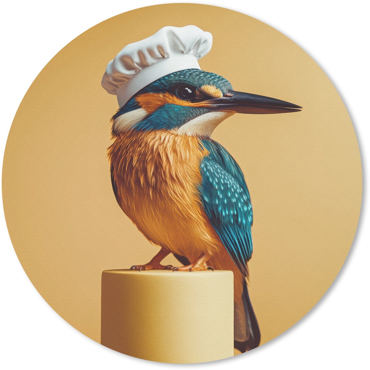 Muismat rond 50x50 cm - Mousepad Ijsvogel - Pilaar - Koksmuts - Vogel - Ronde muismatten