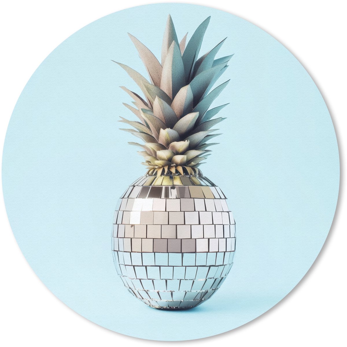 Muismat rond 20x20 cm - Mousepad Blauw - Ananas - Disco - Discobal - Ronde muismatten