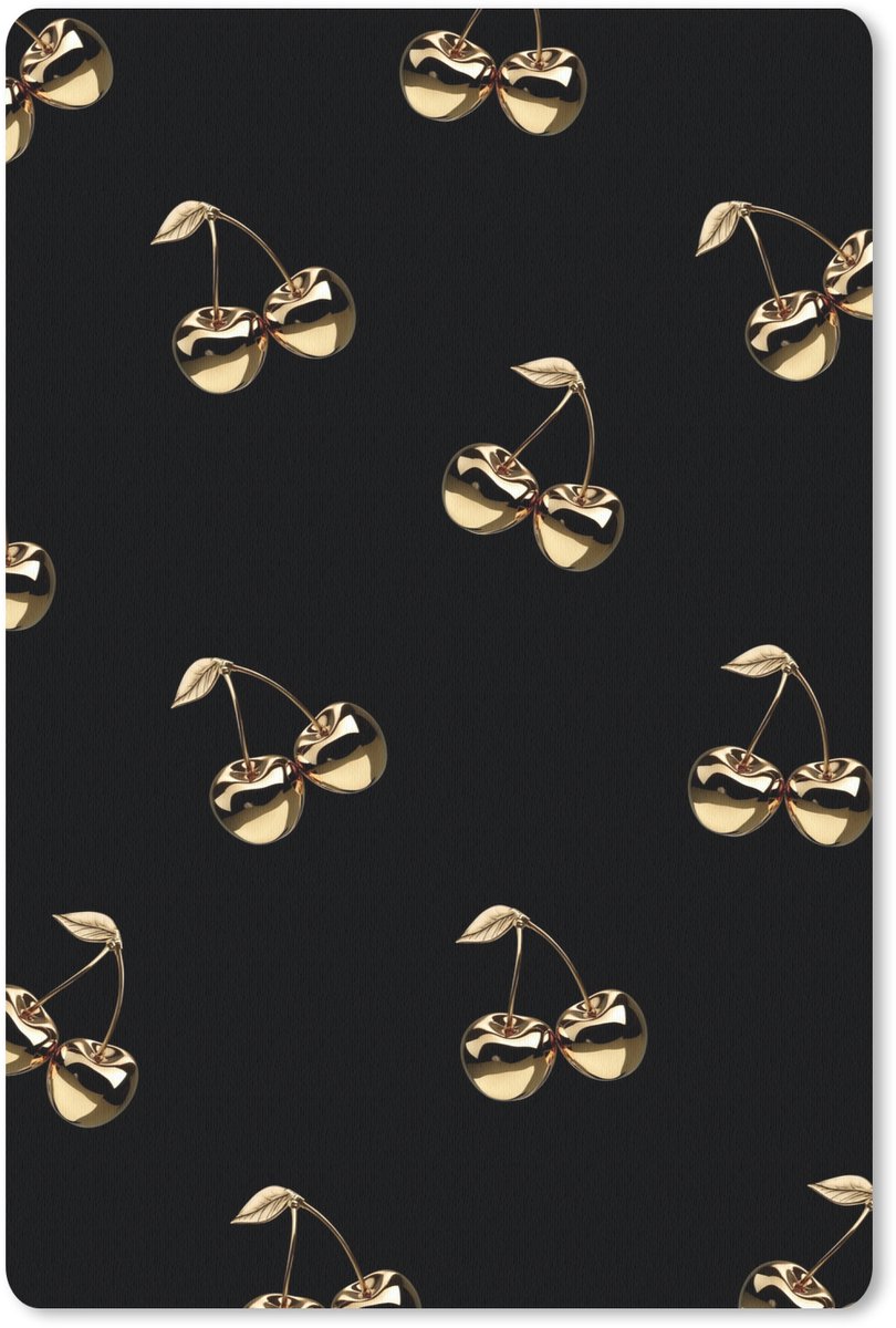 Muismat 18x27 cm - Mousepad Patroon - Kersen - Goud - Chrome - Muismatten