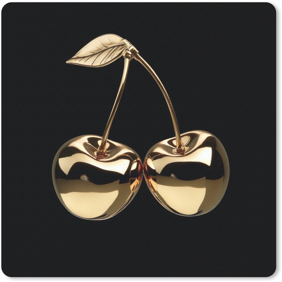 Muismat 30x30 cm - Mousepad Kersen - Zwart - Goud - Chrome - Muismatten