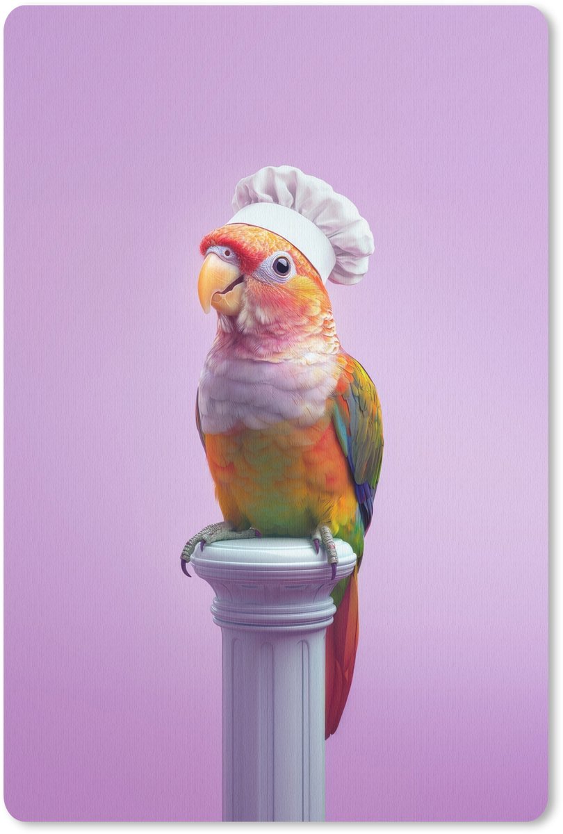 Muismat 18x27 cm - Mousepad Papegaai - Koksmuts - Pilaar - Vogel - Muismatten
