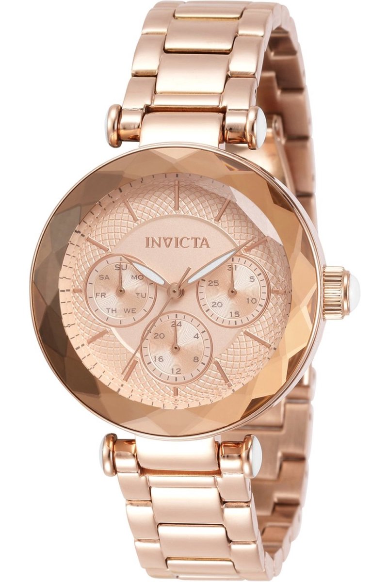 Invicta Angel 31272 Dames Horloge - Waterdicht - Analoog - Quartz Uurwerk - Roestvrij Staal met rosegouden Wijzerplaat - 36mm