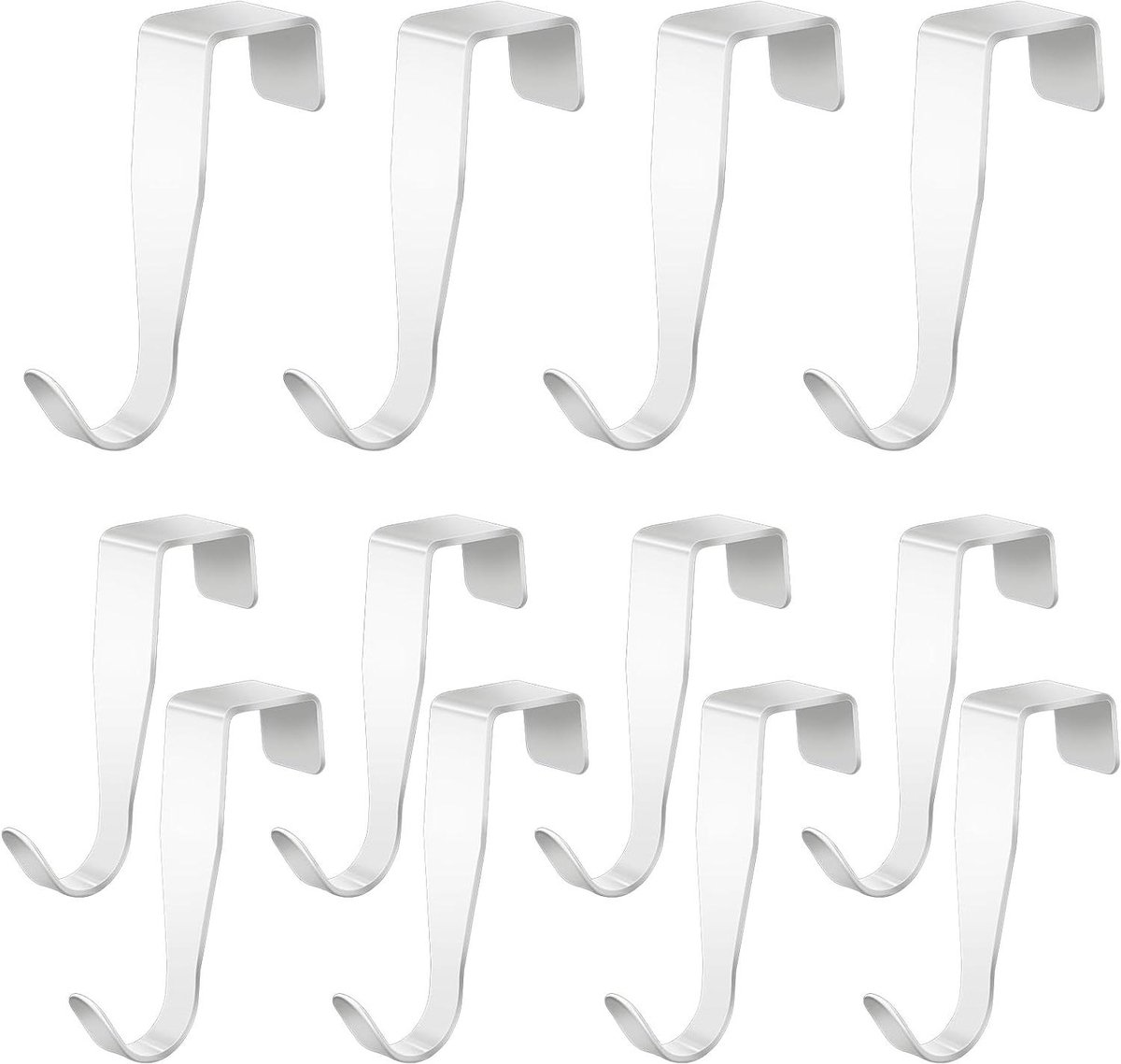 12 stuks Roestvrijstalen Deurhaken voor Kleding - Wit