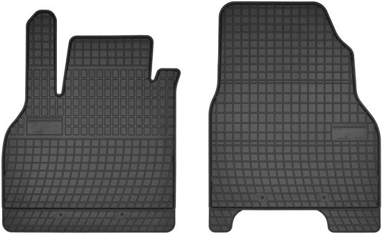 Zwarte rubberen automatten met rasterpatroon, voorset voor Renault Kangoo Bestelwagen 2008-2021.