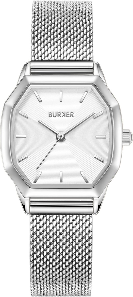 BURKER Julia Horloge Dames - Hexagon - Zilver Wit - Milanese Band - 28 mm
