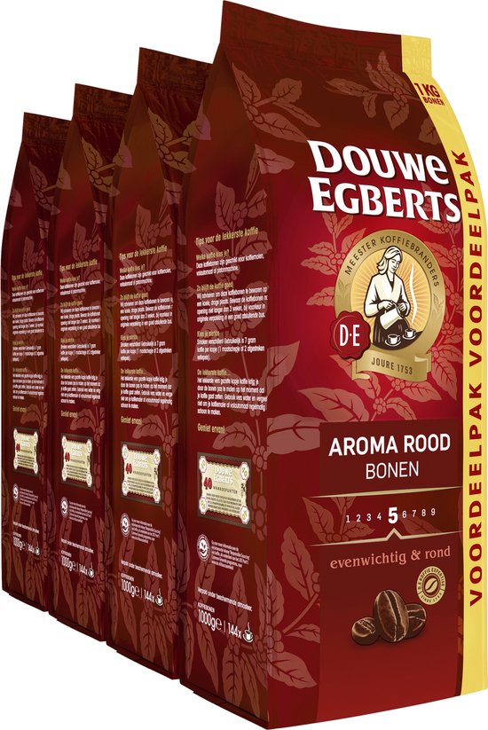 Douwe Egberts Aroma Rood Koffiebonen - Extra grote verpakking 4 x 1000 gram