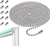 Bol.com Vouwgordijn Ketting - Rolgordijn Ketting - Optrekgordijnketting Zilver - 3m - Gordijnketting - met 10 Clips Voor Rolkett... aanbieding