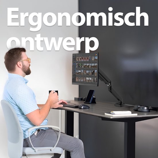 ACT AC8311 Enkele Monitor Arm Met Gasveer | Monitor Beugel Voor 1 Scherm 13 27 Inch Vesa 75x75 100x100 Draai Kantel En Zwenkbaar Incl Usb En Audio Poorten Zwart 35849553