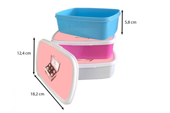 Broodtrommel Roze - Lunchbox Doosje - Bonbons - Liefdevolle - Tekst - Brooddoos 18x12x6 cm - Brood lunch box - Broodtrommels voor kinderen en volwassenen