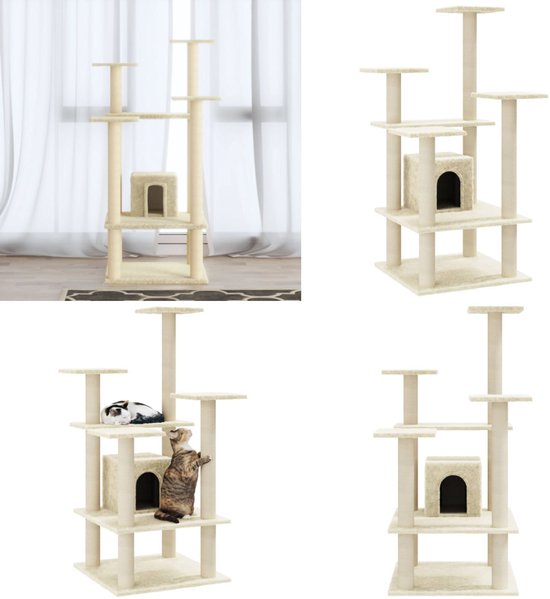 Kattenmeubel met sisal krabpalen 174 cm lichtgrijs kopen Kattenmeubel met sisal krabpalen 174 cm lichtgrijs kopen