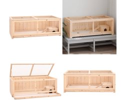 vidaXL Hamsterkooi 104x52x38 cm massief vurenhout - Knaagdierenkooi - Knaagdierenkooien - Hamster Kooi - Knaagdierenkooi