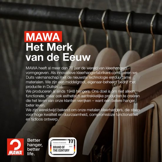 Cintres MAWA - Set de 10 - Pendentifs peu encombrants et antidérapants pour Chemises et Chemisiers - Crochet rotatif à 360° - Revêtement antidérapant de haute qualité - 41 cm, Zwart