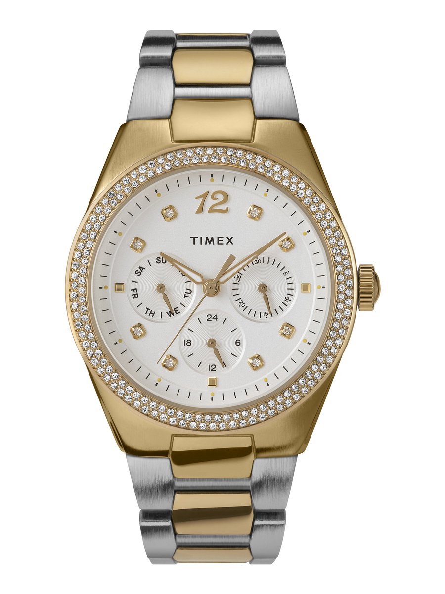 Timex Simone Kwarts Analoog Horloge Twee Toon Case: 100% Low Lead Brass | Armband: 100% Stainless Steel 38 TW2V80300AJ